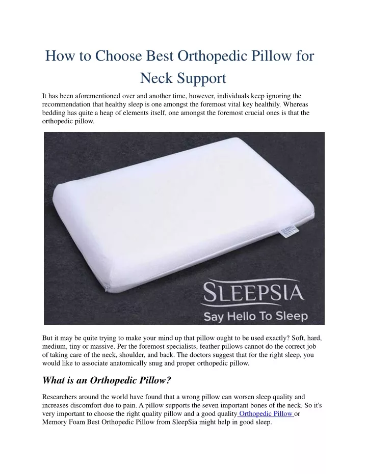 how to choose best orthopedic pillow for neck