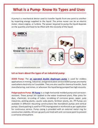 what is a pump know its types and uses a pump