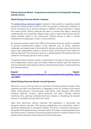 etching chemicals market comprehensive evaluation