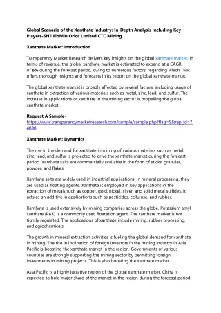 global scanario of the xanthate industry in depth
