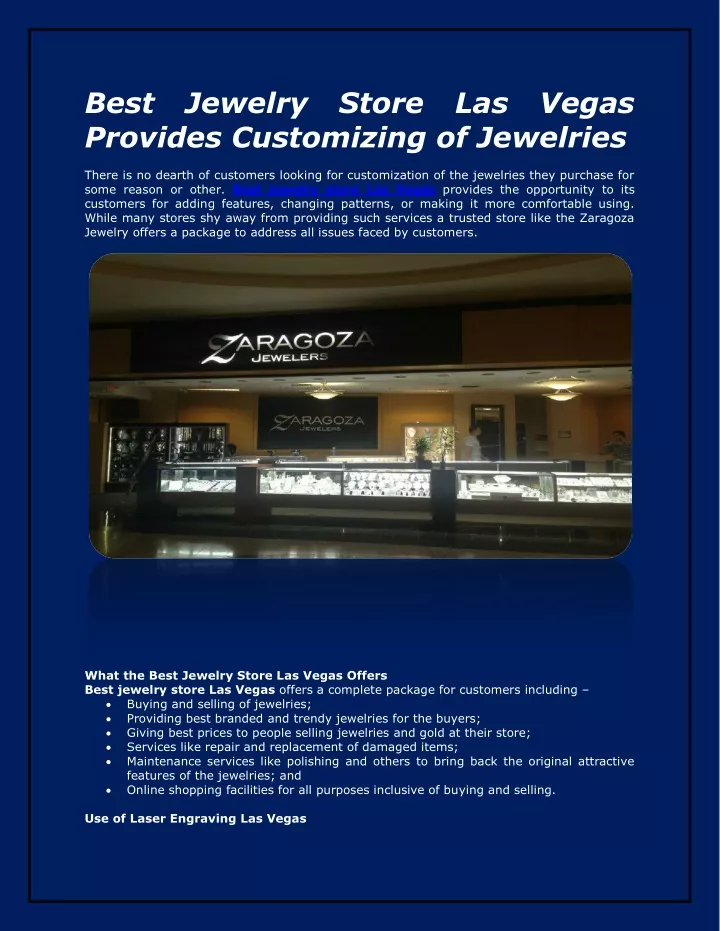 best jewelry store las vegas provides customizing