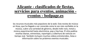 Alicante - clasificados de fiestas, servicios para eventos, animación - eventos - bedpage.es