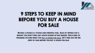9 steps to keep in mind before you buy a house for sale