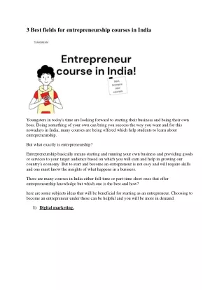 3 Best fields for entrepreneurship courses in India.