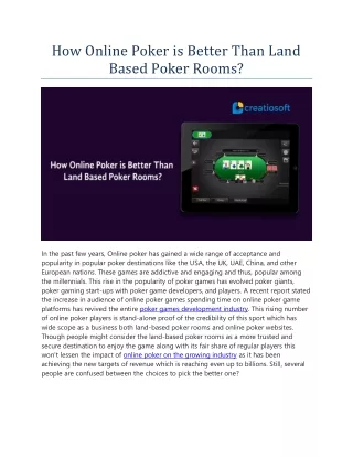 how online poker is better than land based poker