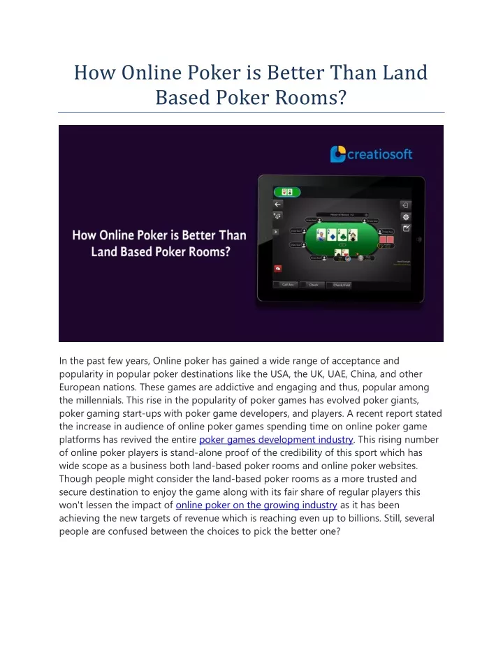 how online poker is better than land based poker