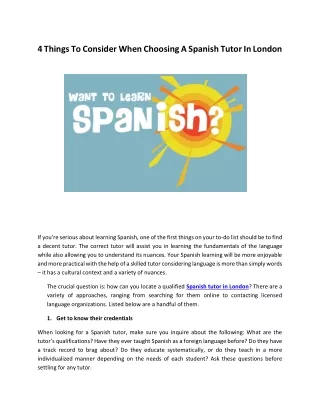 4 Things To Consider When Choosing A Spanish Tutor In London