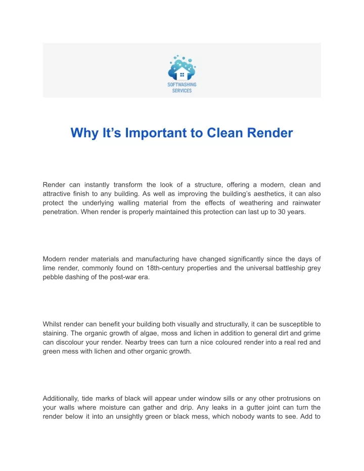 why it s important to clean render