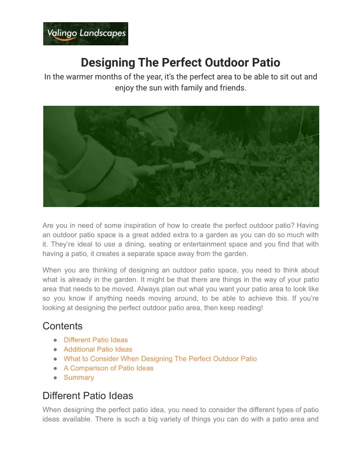 designing the perfect outdoor patio in the warmer