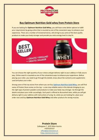 Buy Optimum Nutrition Gold whey from Protein Store