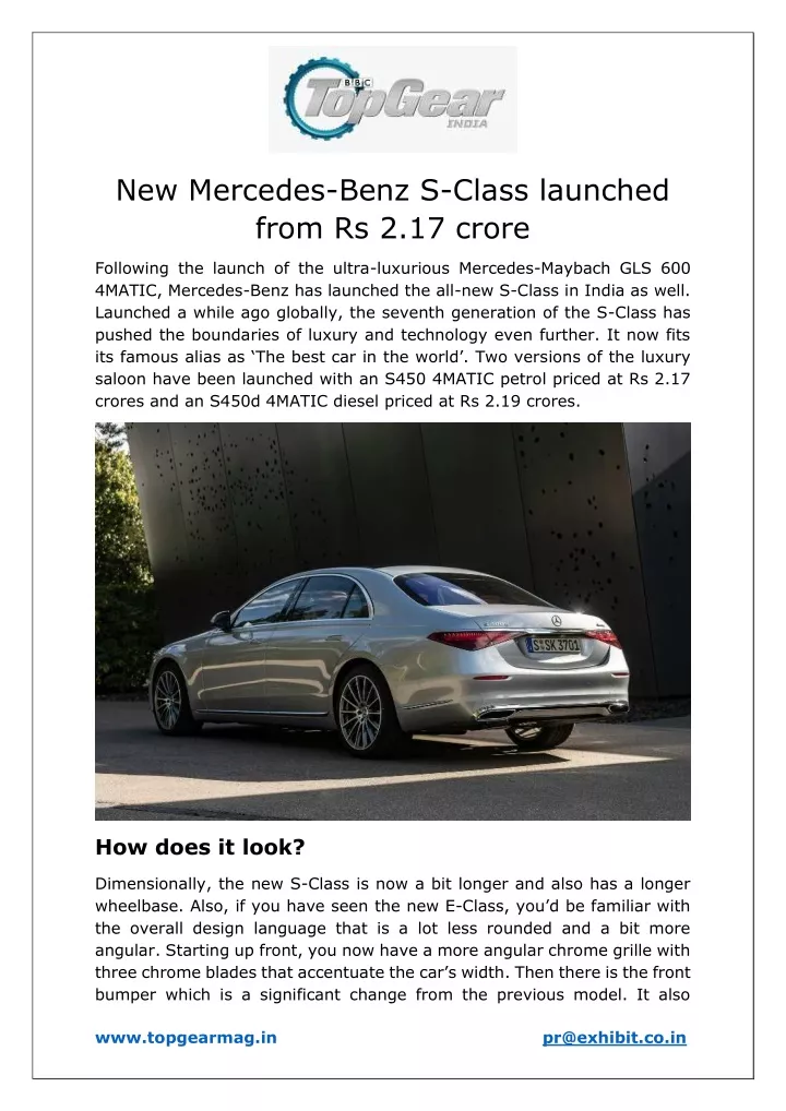 new mercedes benz s class launched from
