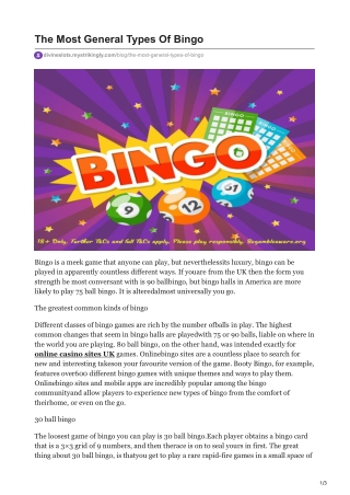 the most general types of bingo