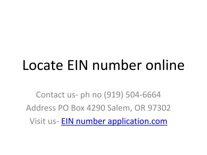 locate ein number online