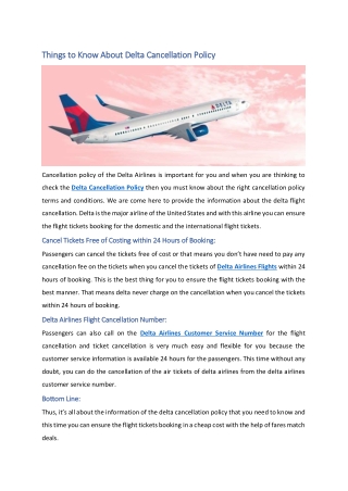 Things to Know About Delta Cancellation Policy