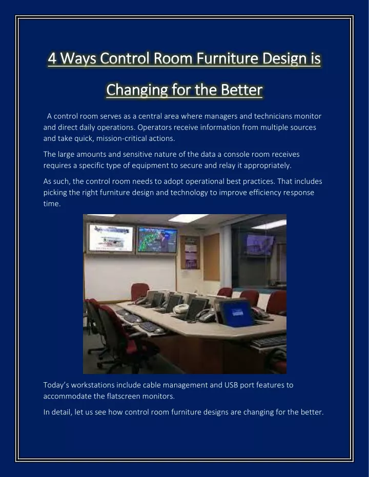 4 ways control room furniture design is 4 ways