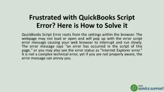 Frustrated with QuickBooks Script Error? Here is How to Solve it