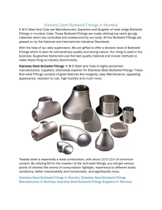 Stainless Steel Buttweld Fittings in Mumbai