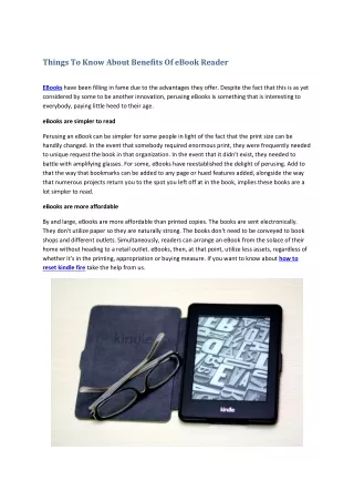 Things To Know About Benefits Of eBook Reader