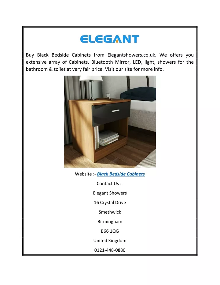 buy black bedside cabinets from elegantshowers