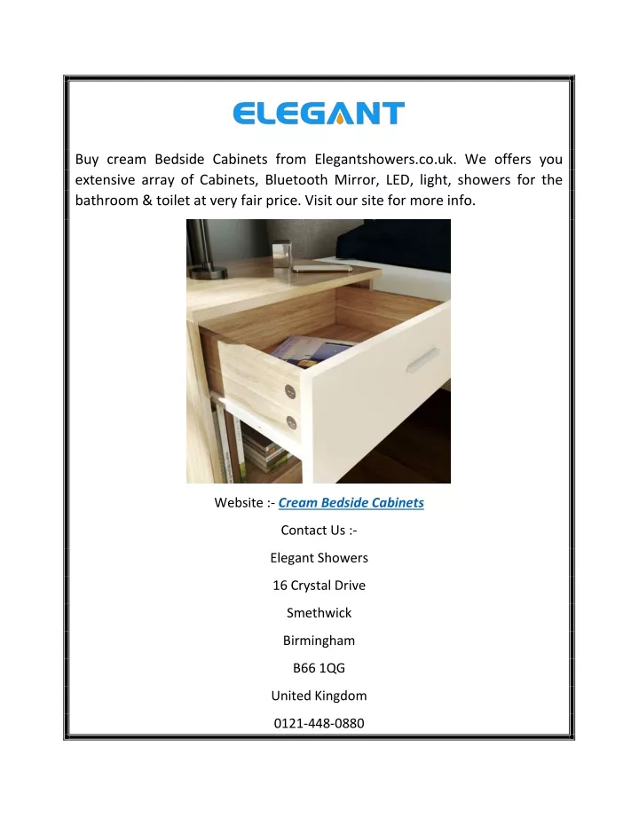 buy cream bedside cabinets from elegantshowers