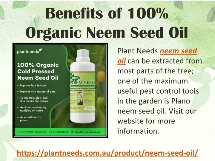 benefits of 100 organic neem seed oil