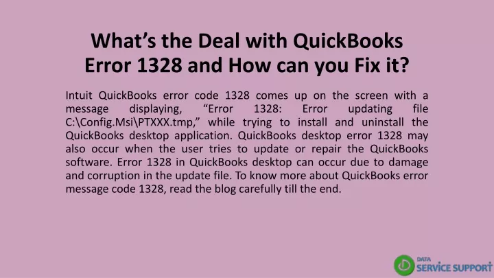 what s the deal with quickbooks error 1328 and how can you fix it