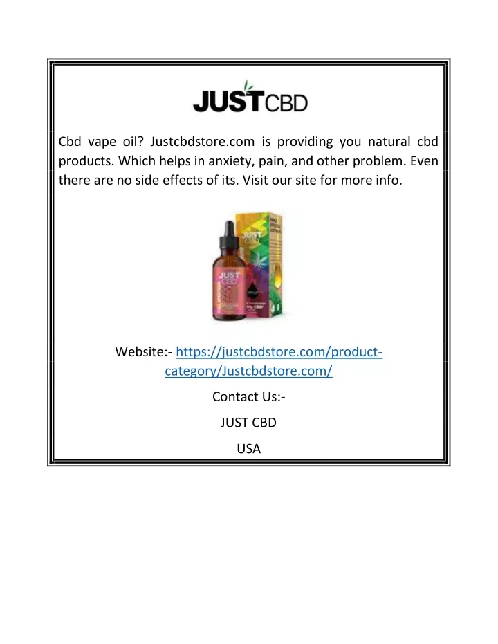 cbd vape oil justcbdstore com is providing