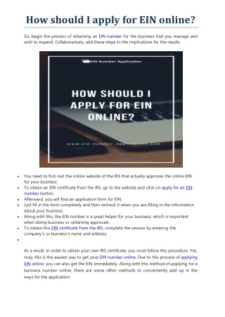 how should i apply for ein online