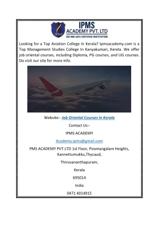 Job Oriental Courses in Kerala | Ipmsacademy.com