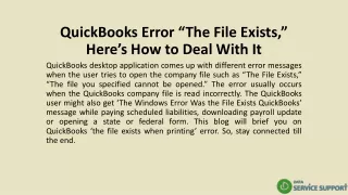 QuickBooks Error “The File Exists,” Here’s How to Deal With It