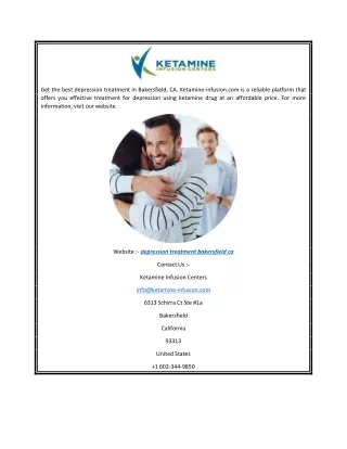 Depression Treatment Bakersfield CA  Ketamine-infusion.com