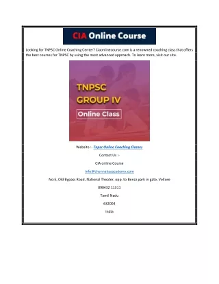 TNPSC Online Coaching Classes Ciaonlinecourse.com