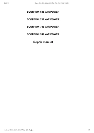 CLAAS SCORPION 741 VARIPOWER Telehandler (Type K33) Service Repair Manual SN from K3300021 to K3399999