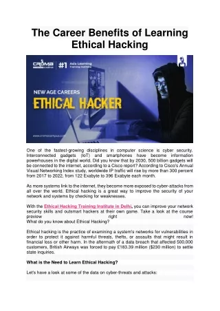 the career benefits of learning ethical hacking