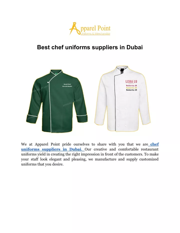 best chef uniforms suppliers in dubai