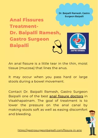 Anal Fissures Treatment- Dr. Baipalli Ramesh, Gastro Surgeon Baipalli