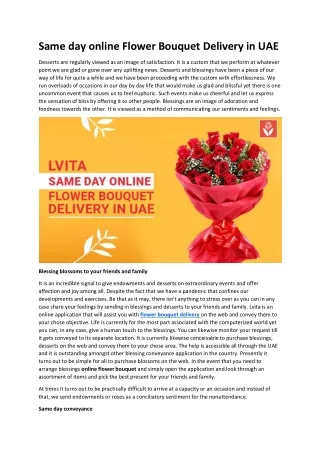 Same day online Flower Bouquet Delivery in UAE