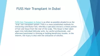 FUSS Hair Transplant in Dubai