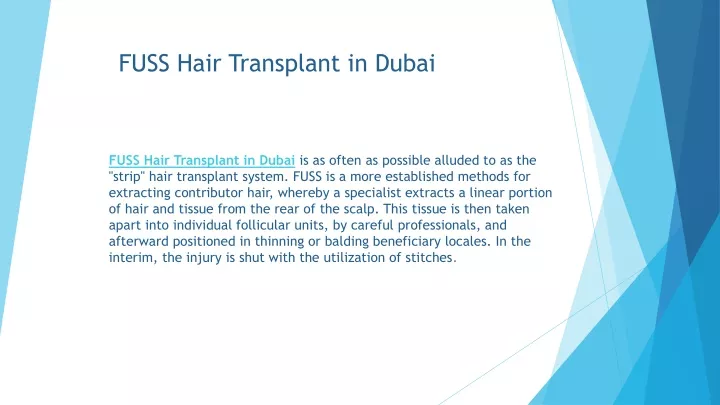 fuss hair transplant in dubai