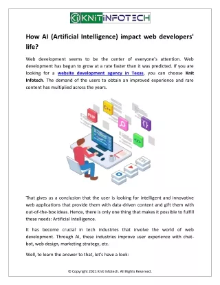 How AI (Artificial Intelligence) impact web developers' life