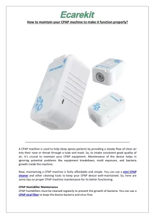 How to maintain your CPAP machine to make it function properly