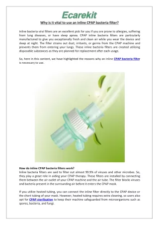 Why is it vital to use an inline CPAP bacteria filter