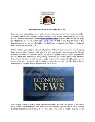 Latest Economic News is now Accessible at SGL