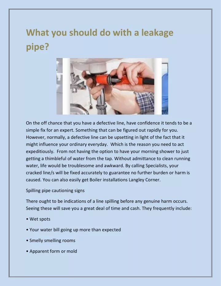 what you should do with a leakage pipe