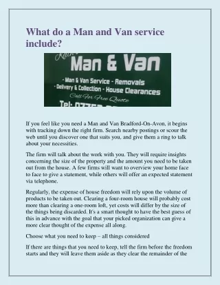 what do a man and van service include