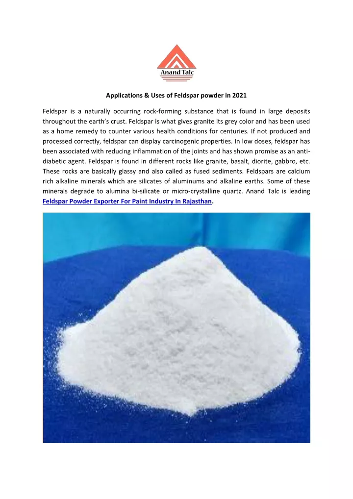 applications uses of feldspar powder in 2021