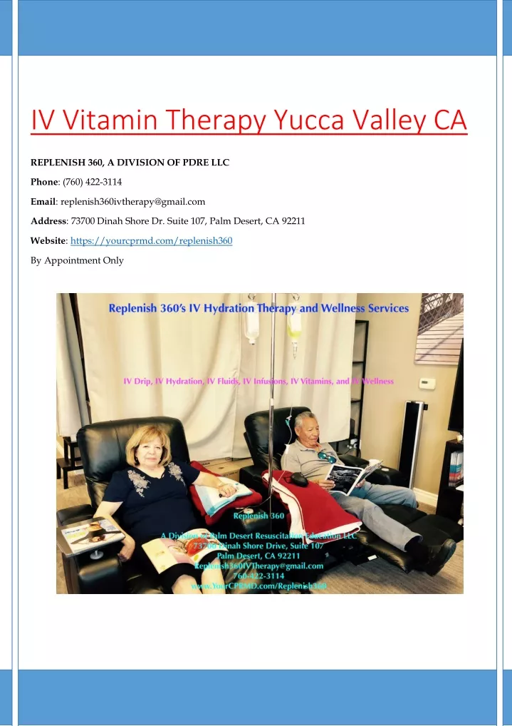 iv vitamin therapy yucca valley ca replenish