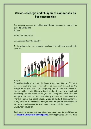 Ukraine, Georgia and Philippines comparison on basic necessities