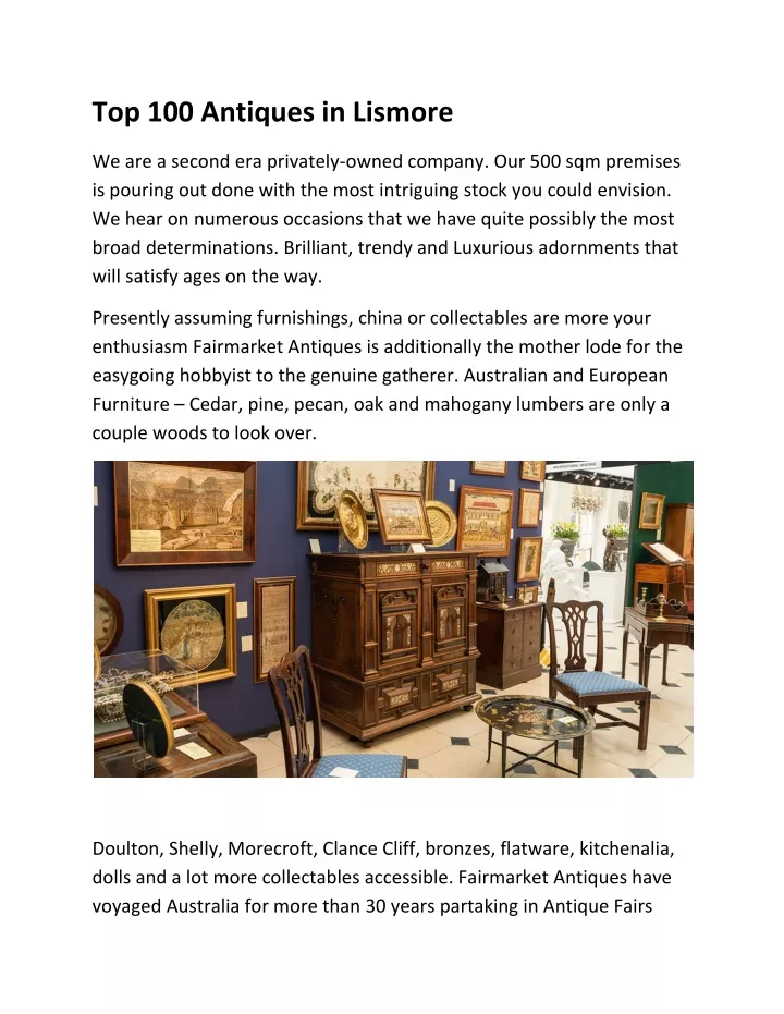 top 100 antiques in lismore