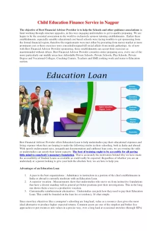 Child Education Finance Service in Nagpur